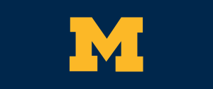 University of Michigan logo on blue background