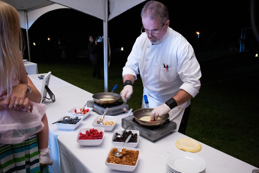 Chef Cooks Crepes at Wedding Crepe Station